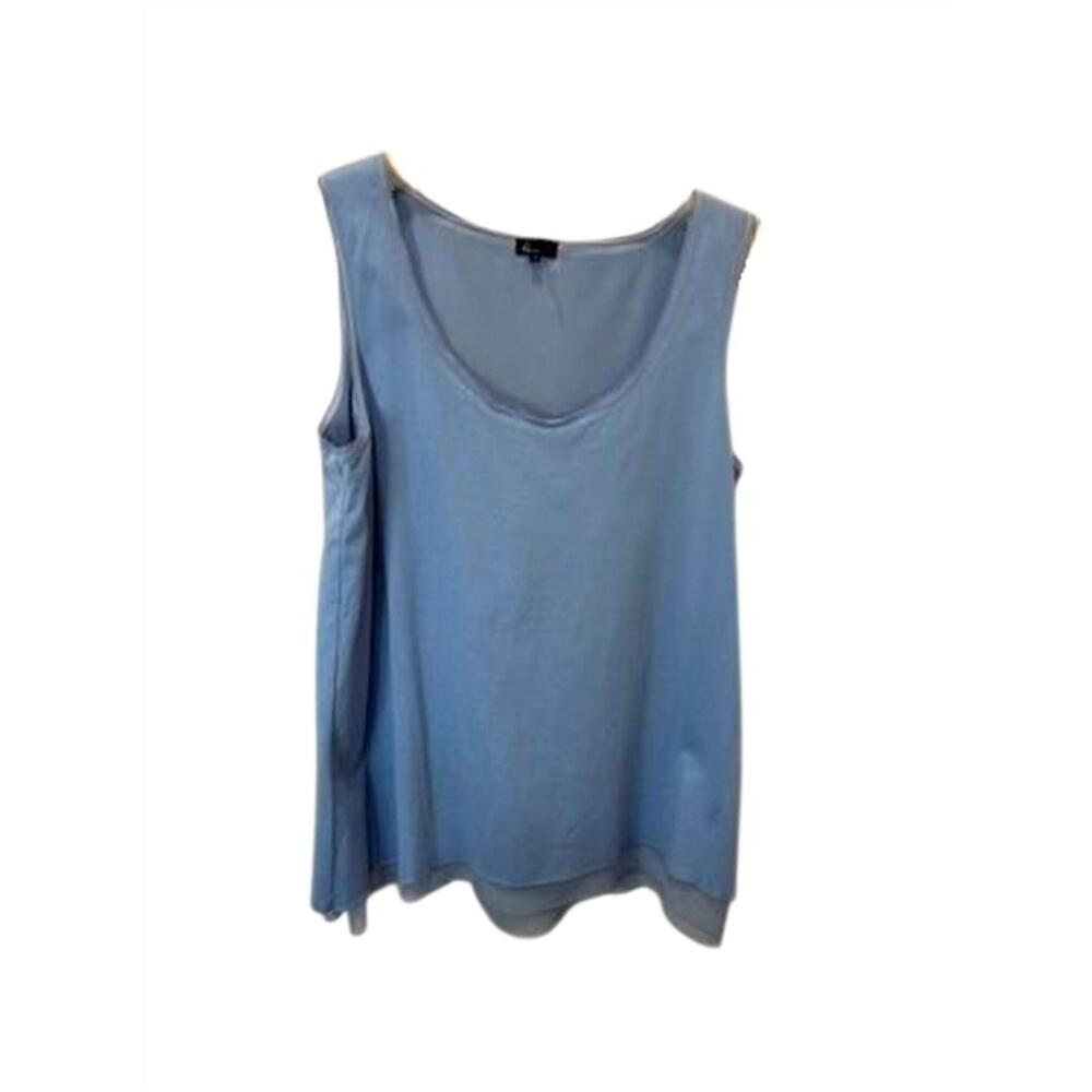 NEW 6 BY SIX women mix media tank top in sky blue
